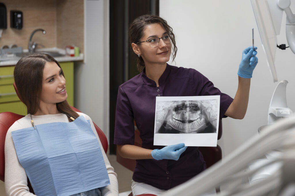 close up dentist using instruments